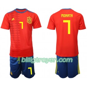 Billige Fotballdrakter Spania MORATA 7 Barn Hjemmedraktsett 2019 Kortermet